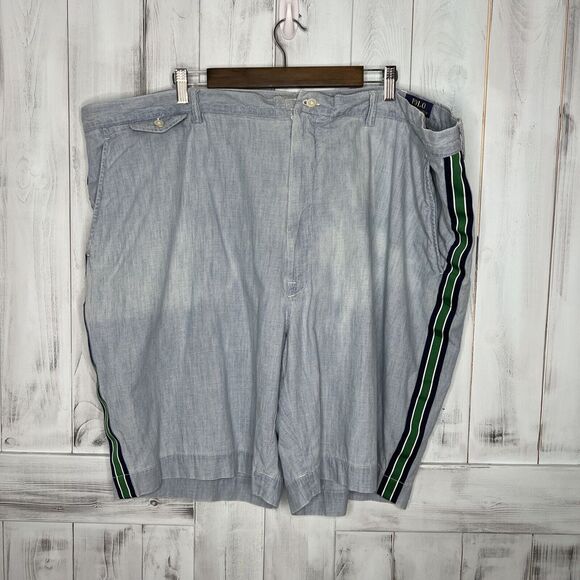Polo Ralph Lauren Other - MENS POLO RALPH LAUREN BLUE‎ CHAMBRAY RIBBON TUXEDO STRIPE CHINO WALK SHORTS 50